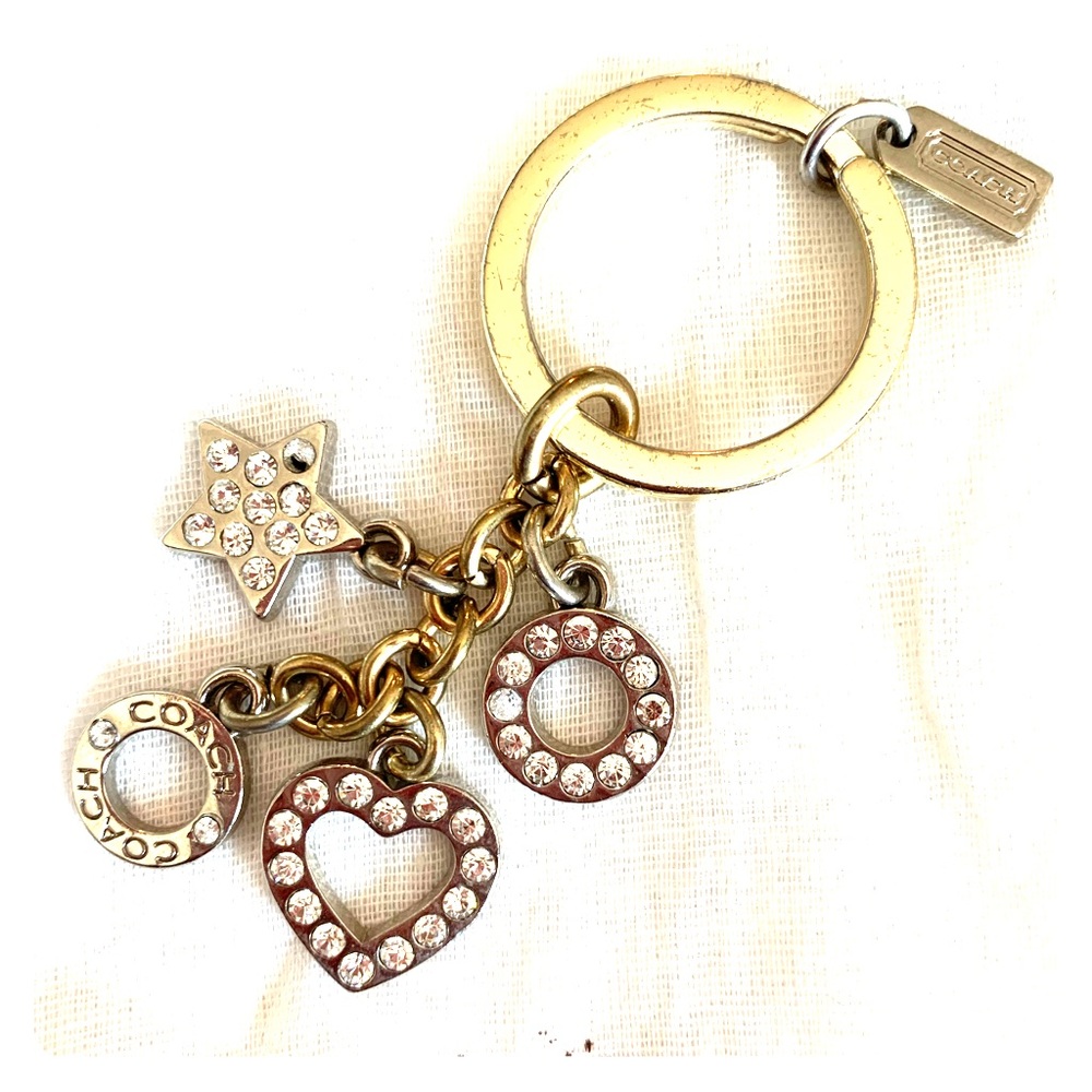 Coach Rhinestone Heart, Star & Circle Key Fob/Ring - Gem